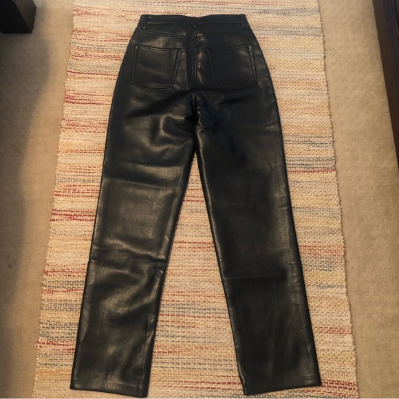 Melina high-rise, straight-leg pant structured just like denim. Vegan Leather. - Picture 5 of 7